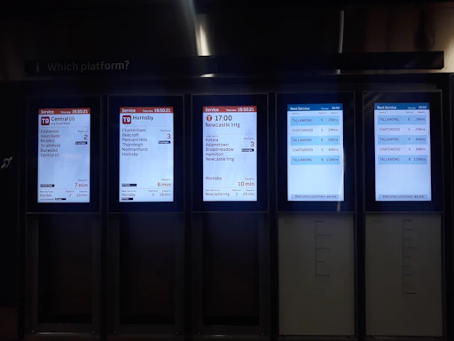 A sleek digital interface showing real-time equipment availability on a tablet screen.