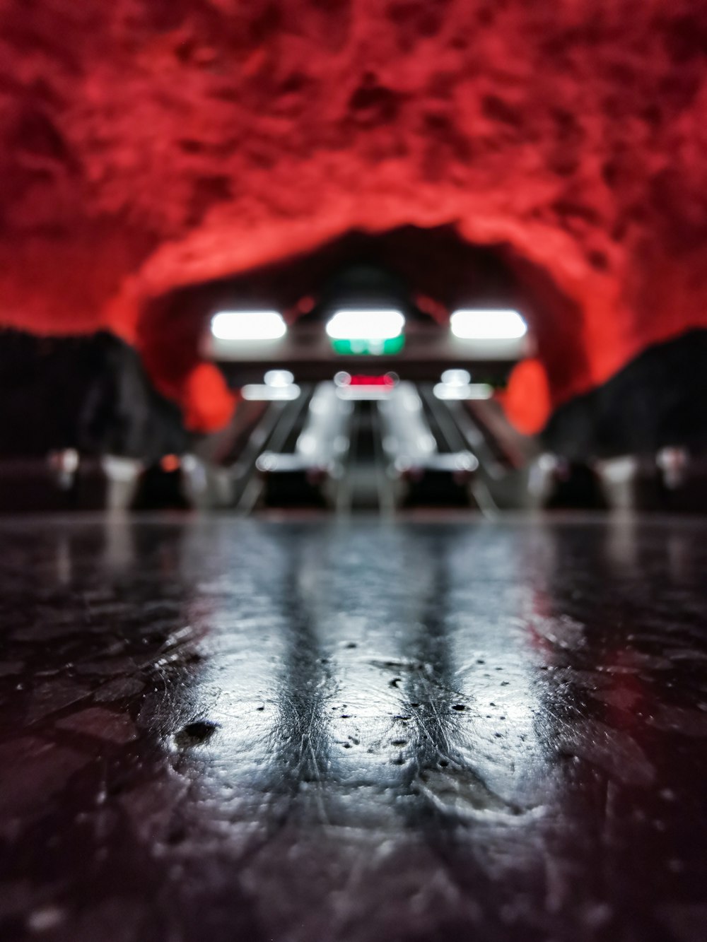 a view of a tunnel from the floor