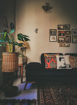 A cozy living room sofa being reupholstered with vibrant fabric.