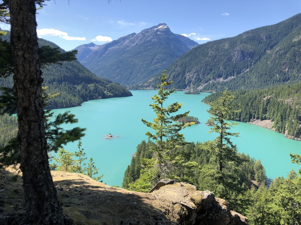 body of water and mountain