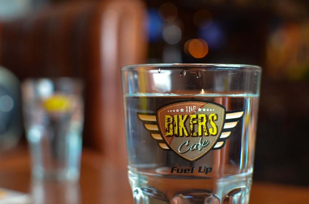 water in The Bikers cafe drinking glass