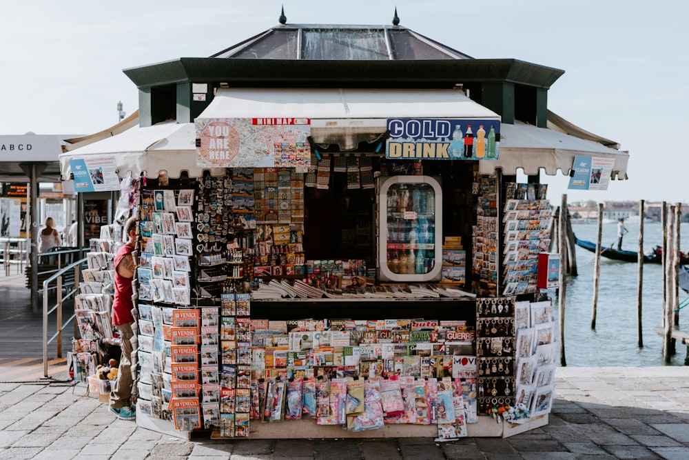 white stall beside sea