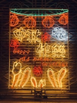 A variety of placas luminosas displayed in a creative arrangement.