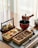 two brown trays with cooked foods