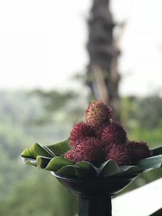 red rambutan fruits on bowl
