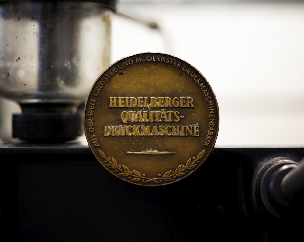 a close up of a metal object on a table