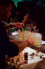 filled drinking glasses with ice