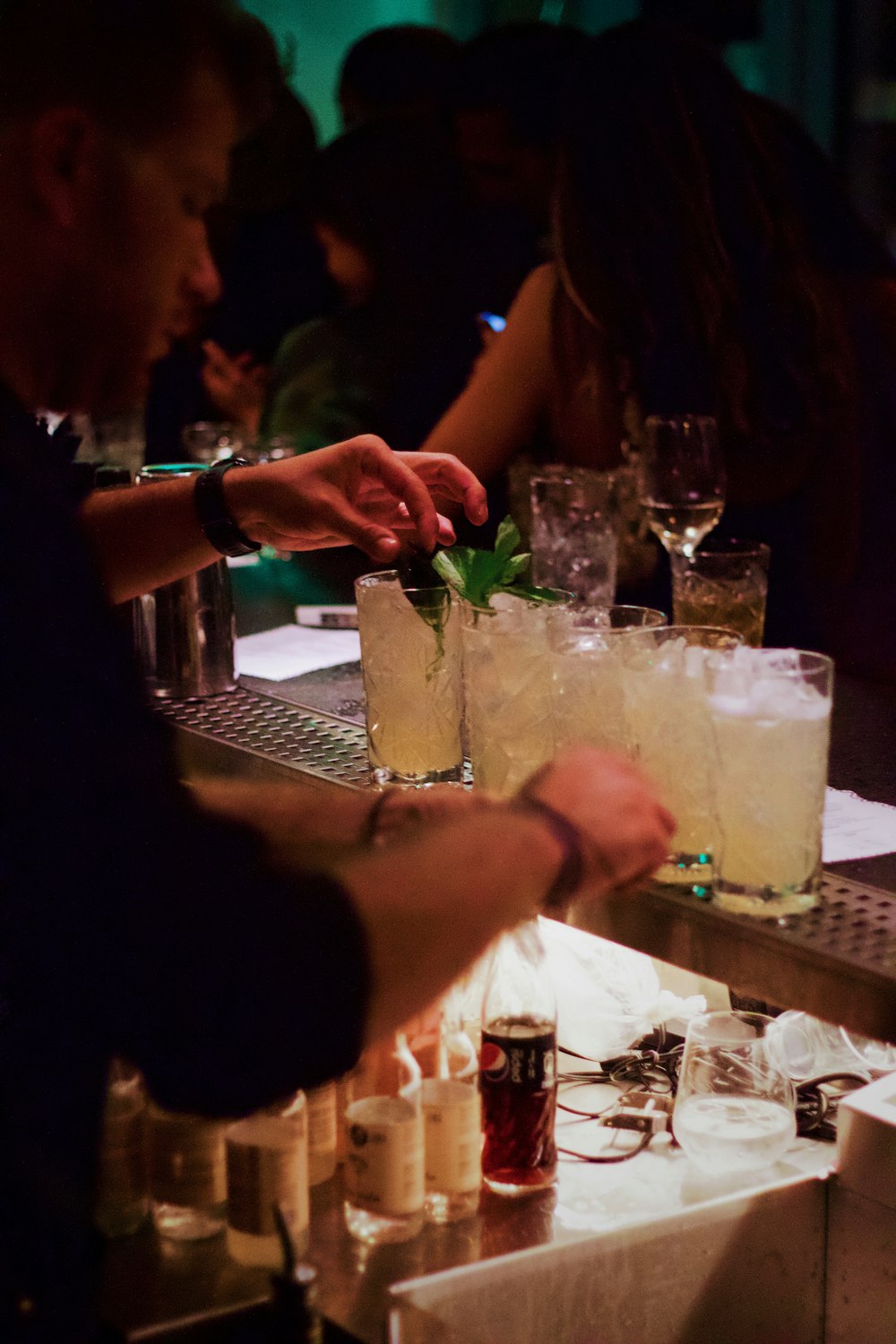 filled drinking glasses with ice