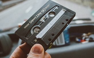 black cassette tapes