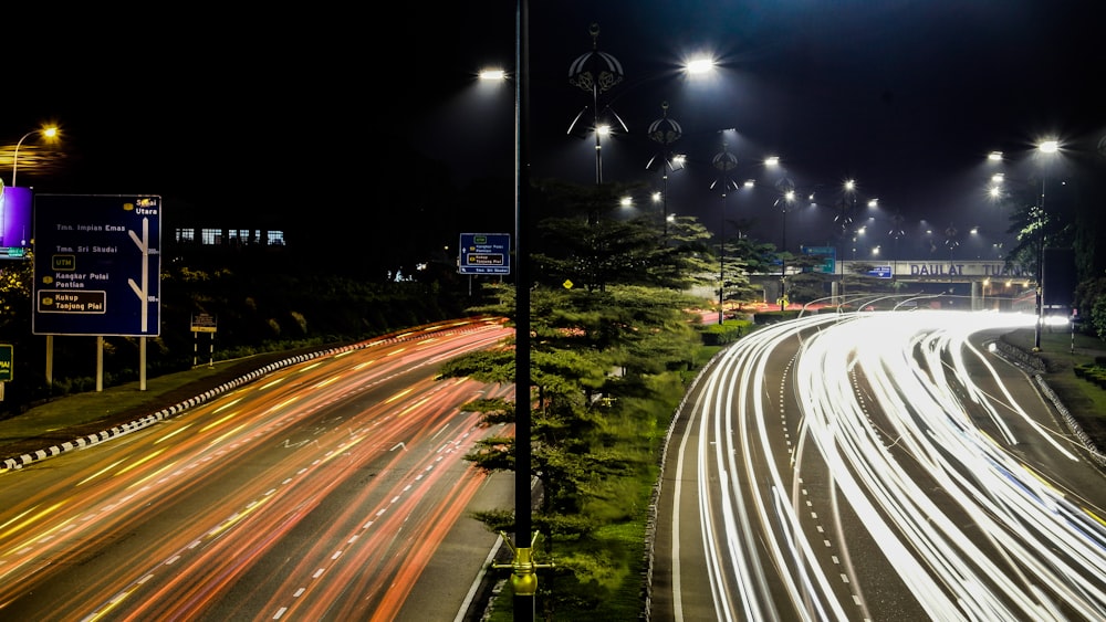 timelapse of vehicles on road