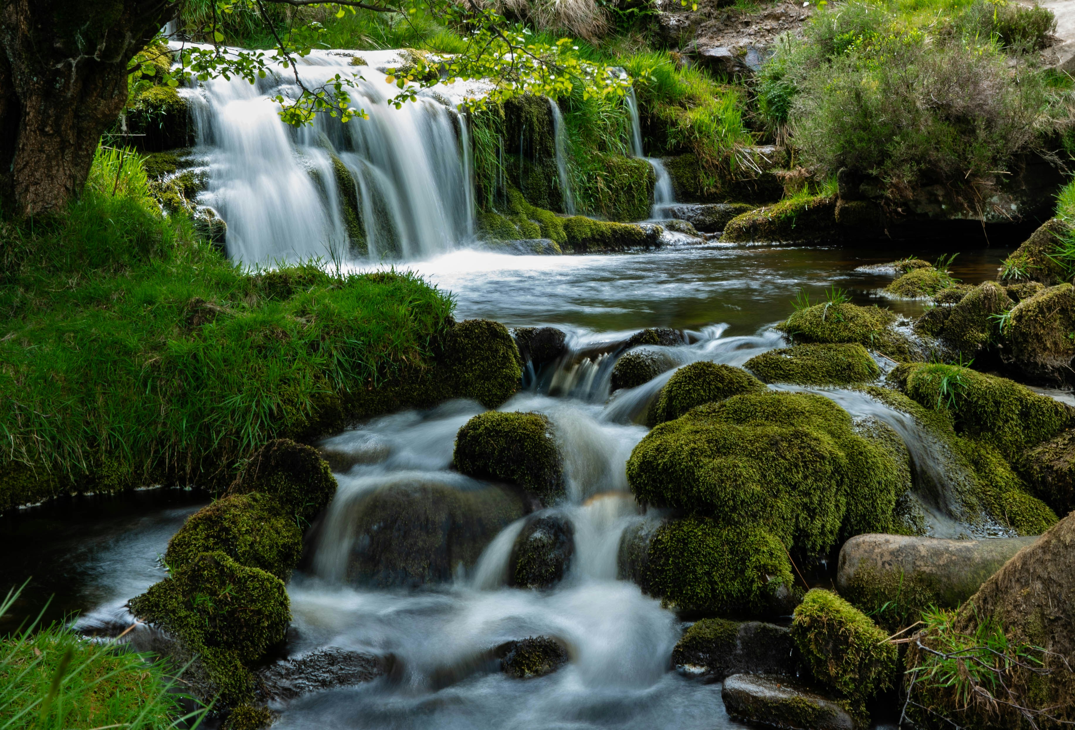 rocky river waterfalls during day