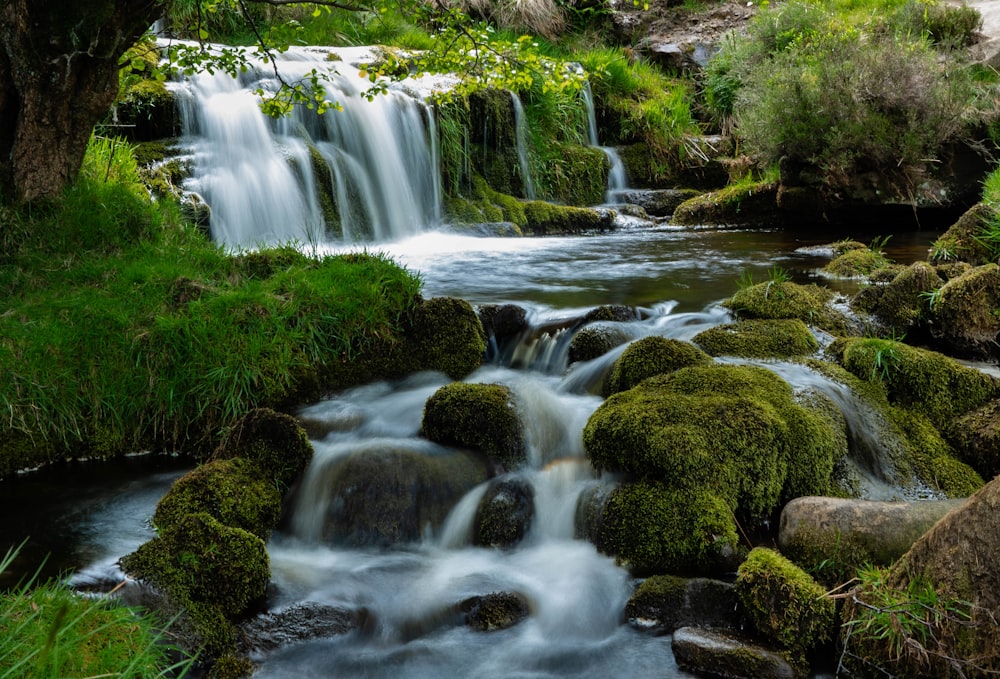 rocky river waterfalls during day