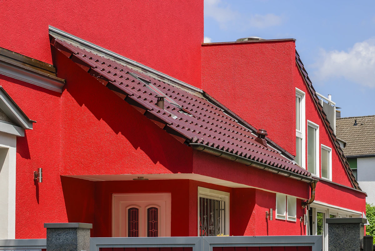 Residential neighborhood roofline in Portland, Oregon