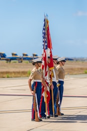 line of women holding flag