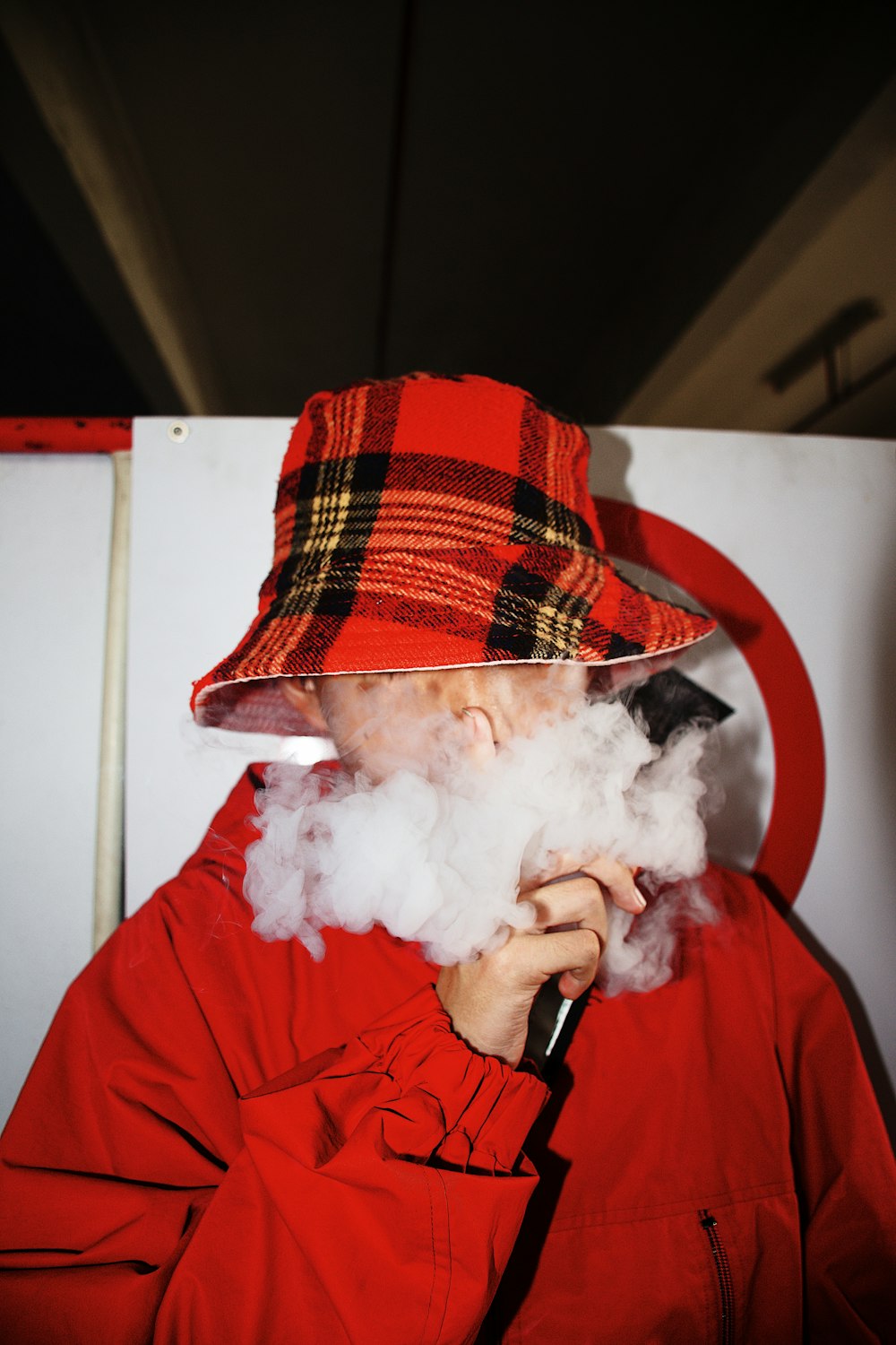 boy wearing red jacket