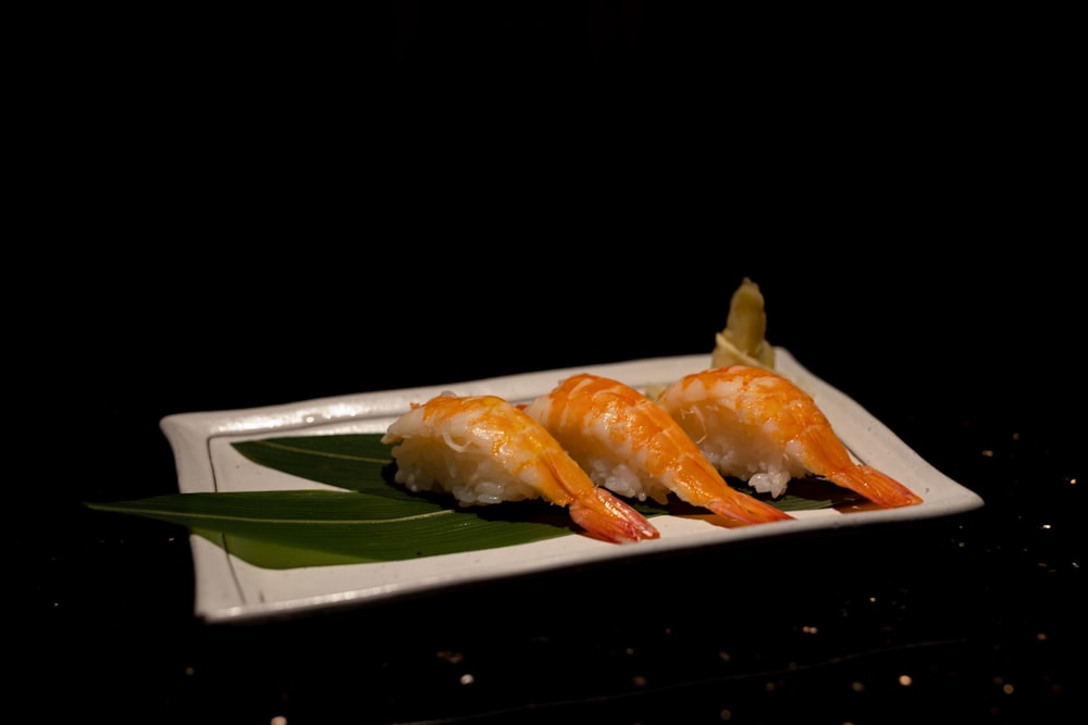 sushi with shrimp on plate