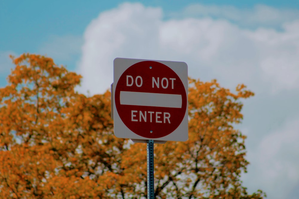 white and red do not enter-printed parking signage