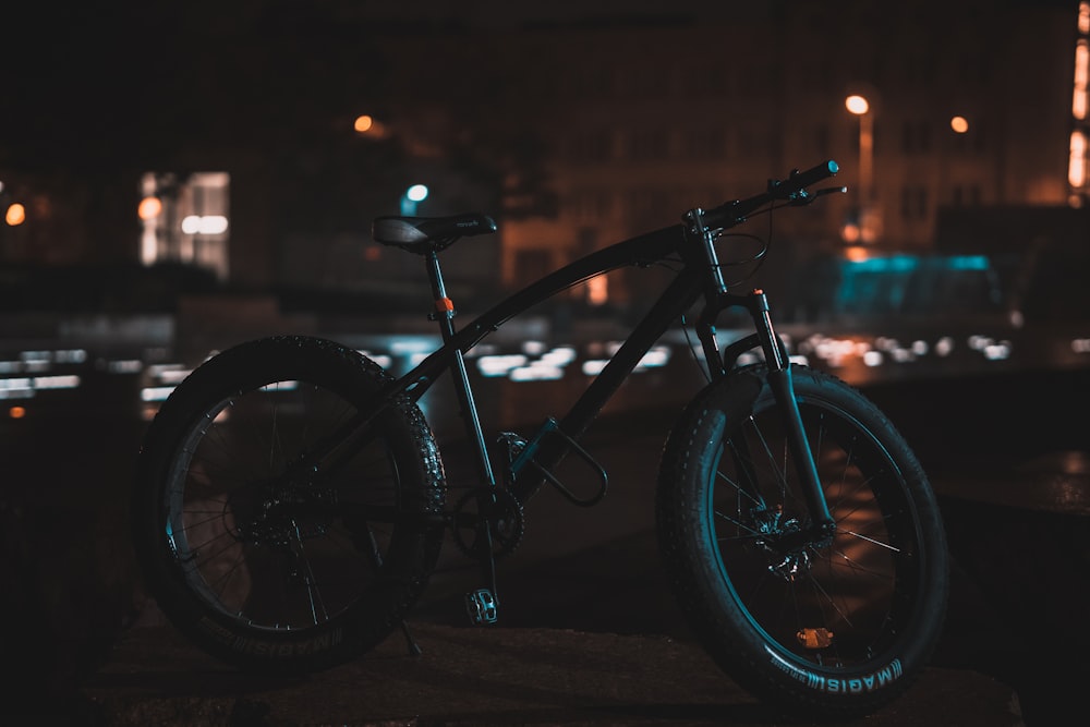 black bike on parked