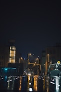 lighted concrete building