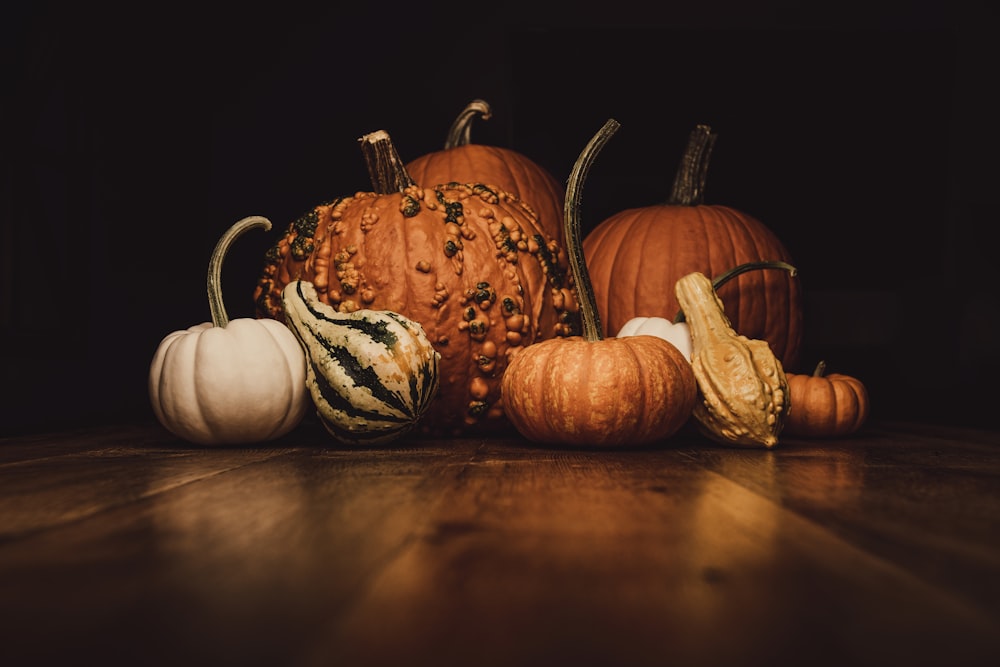 orange and white pumpkins