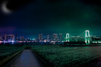 Urban planning visualization with glowing green infrastructure overlays on a dark map.