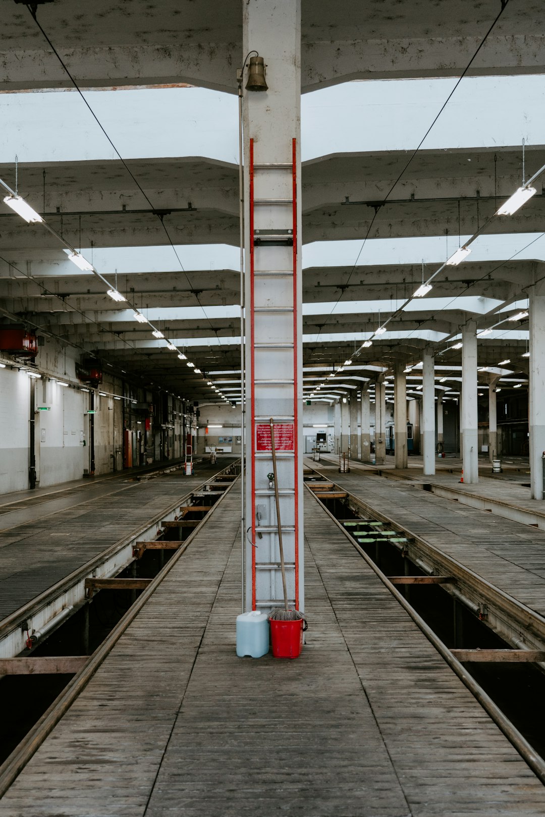 containers beside post