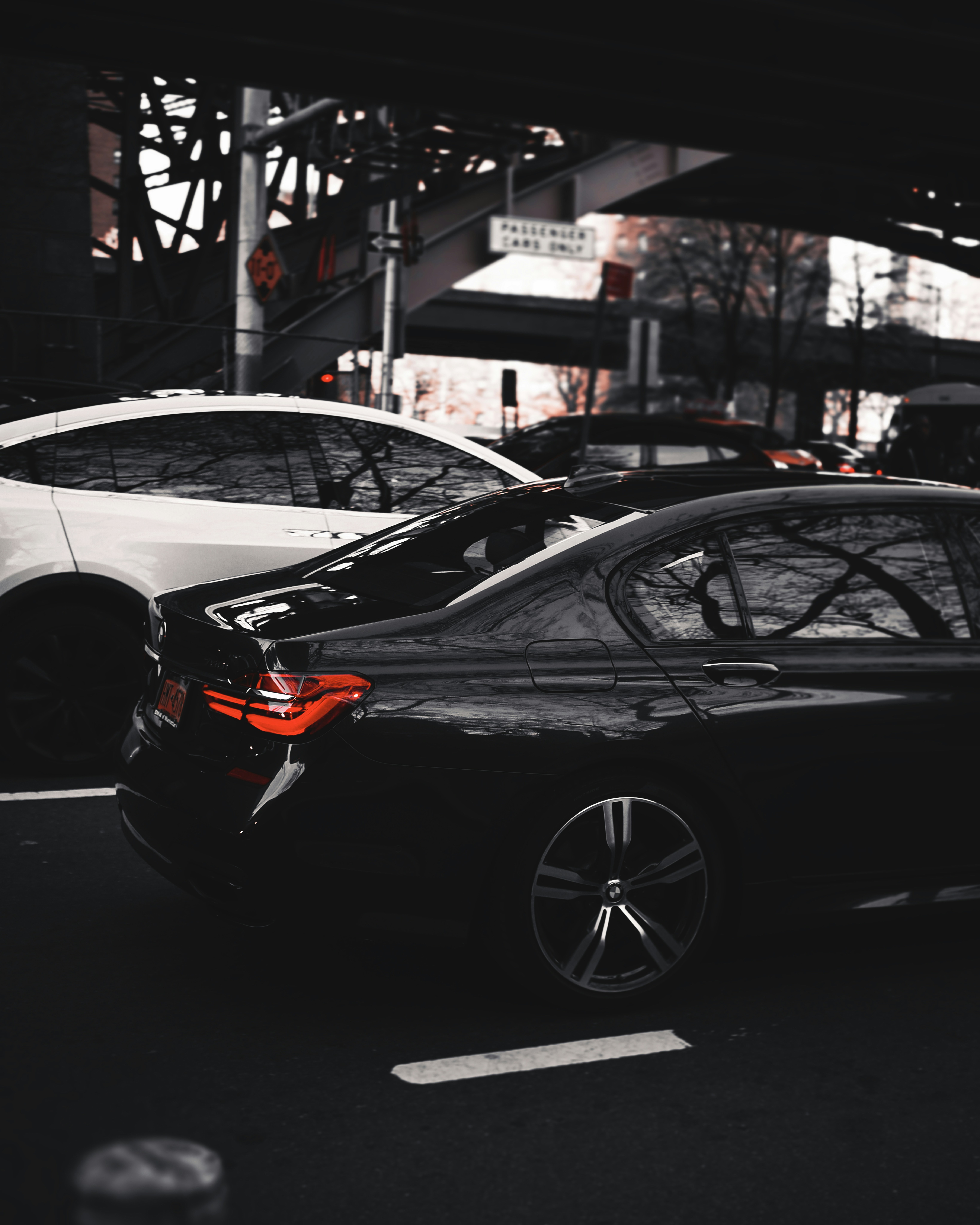 luxury bmw limousine in new york's streets.