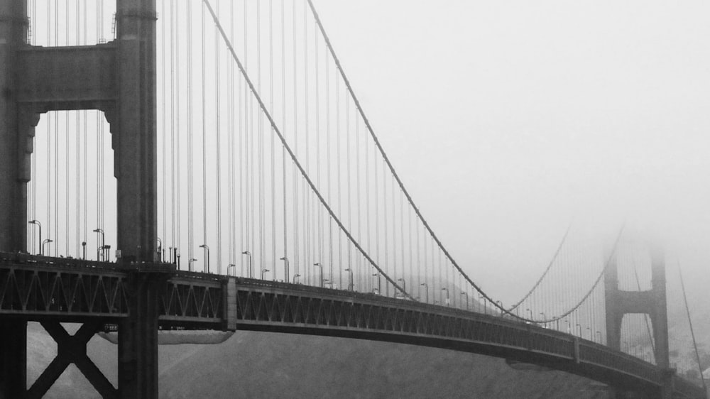 grayscale photography of Golden State Bridge