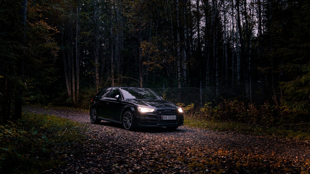 black car on street