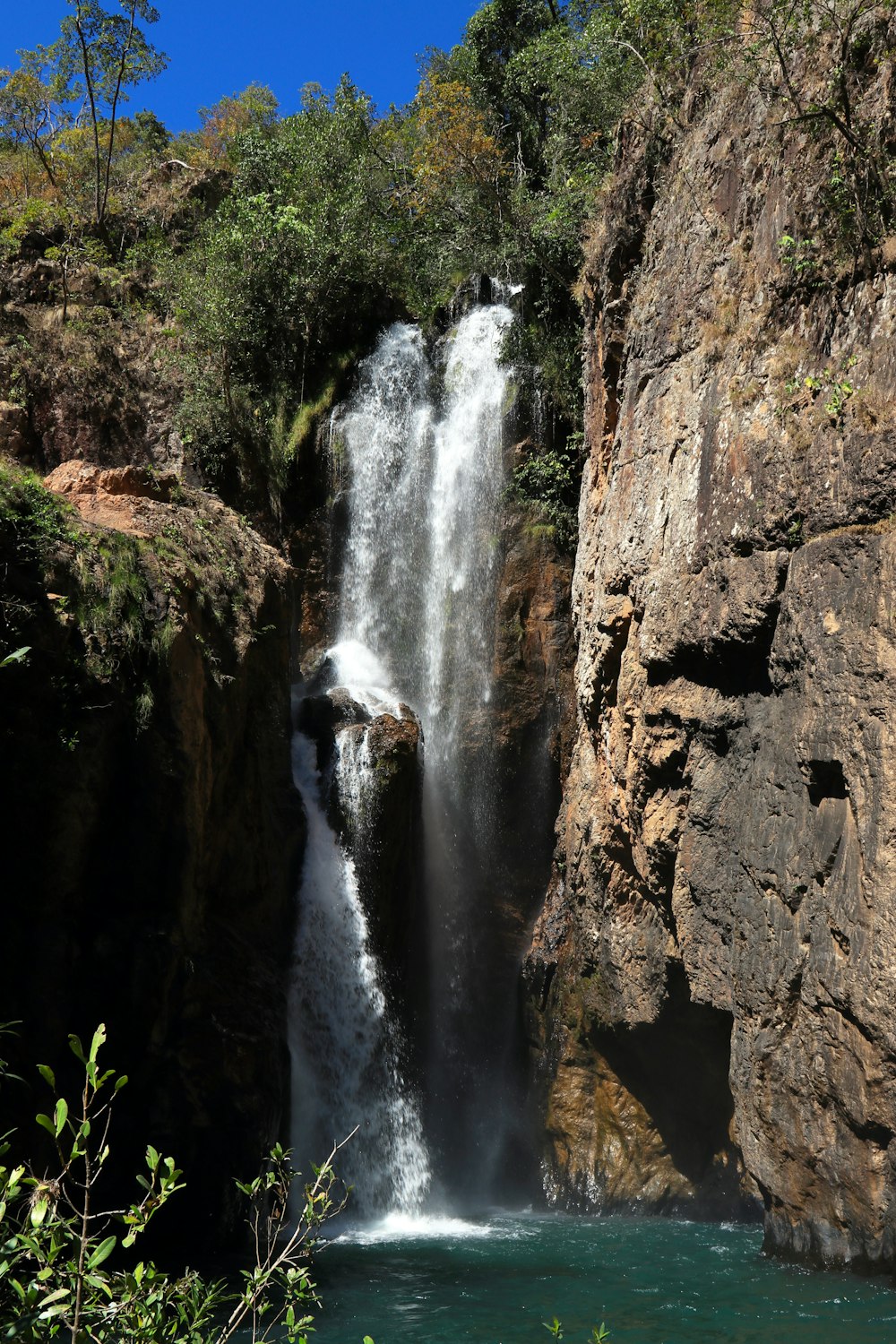 waterfalls on rock