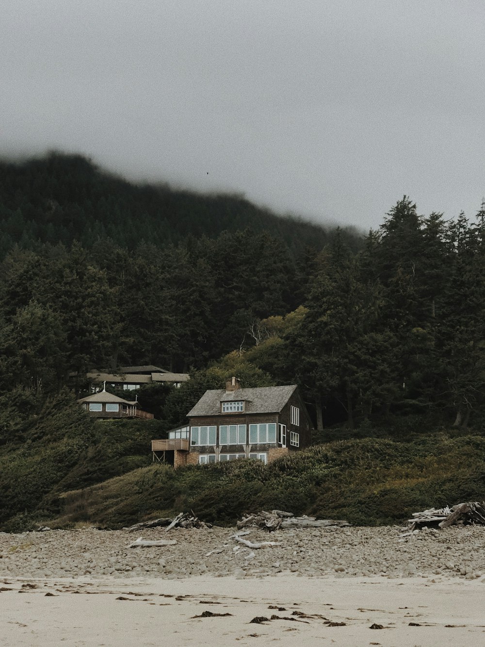 brown houses near trees