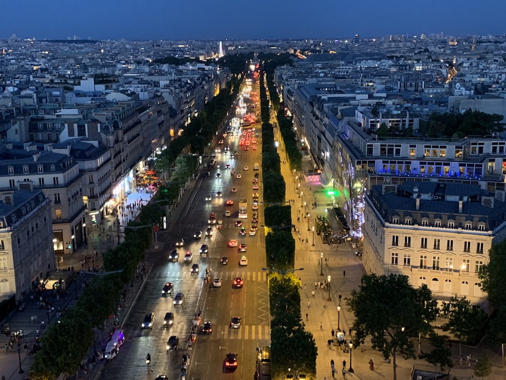 aerial photography of buildings during nighttime