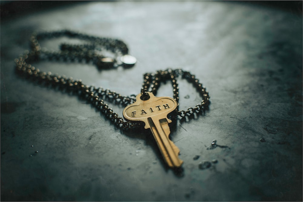 gold key pendant