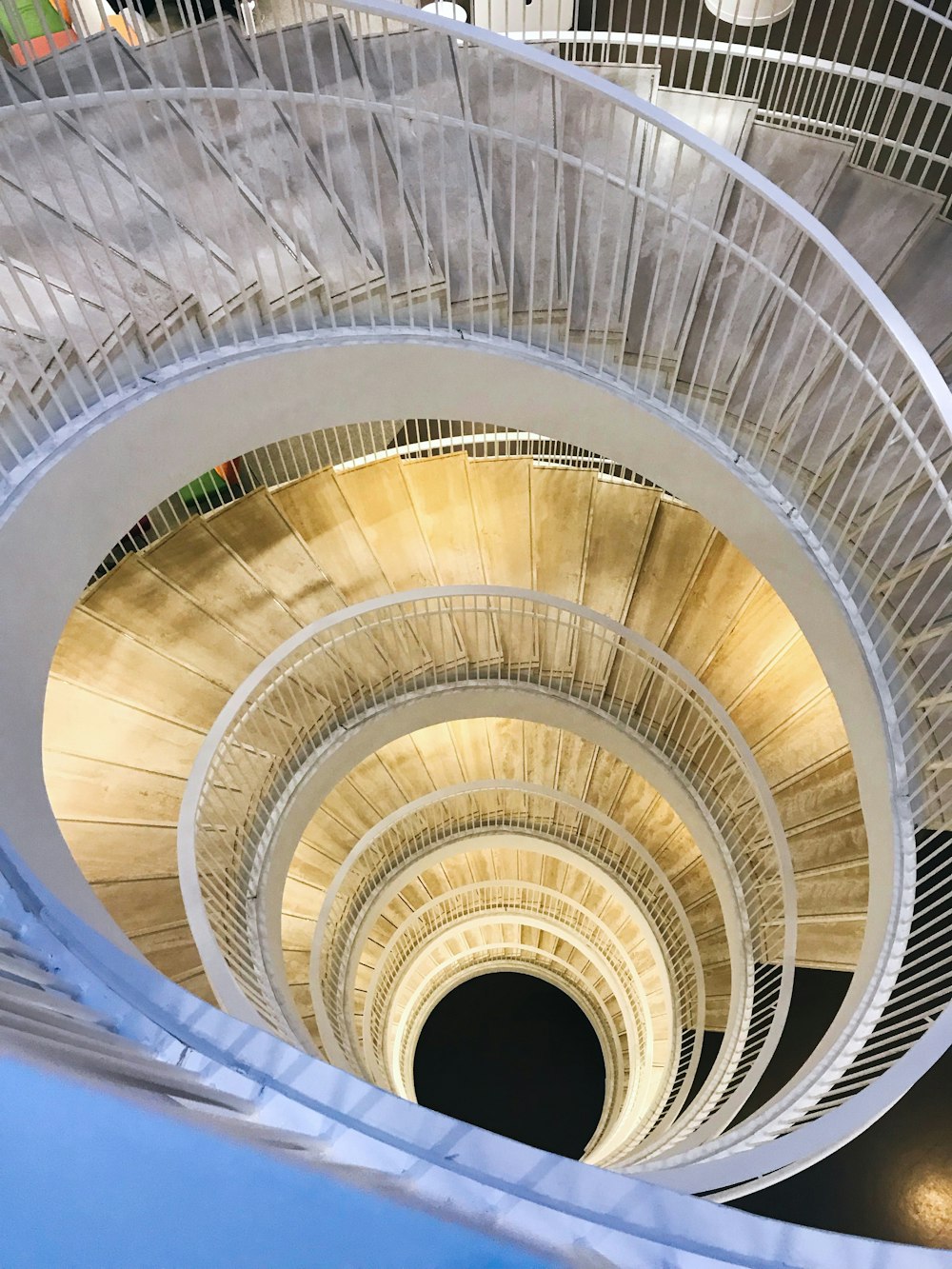 white spiral stairs