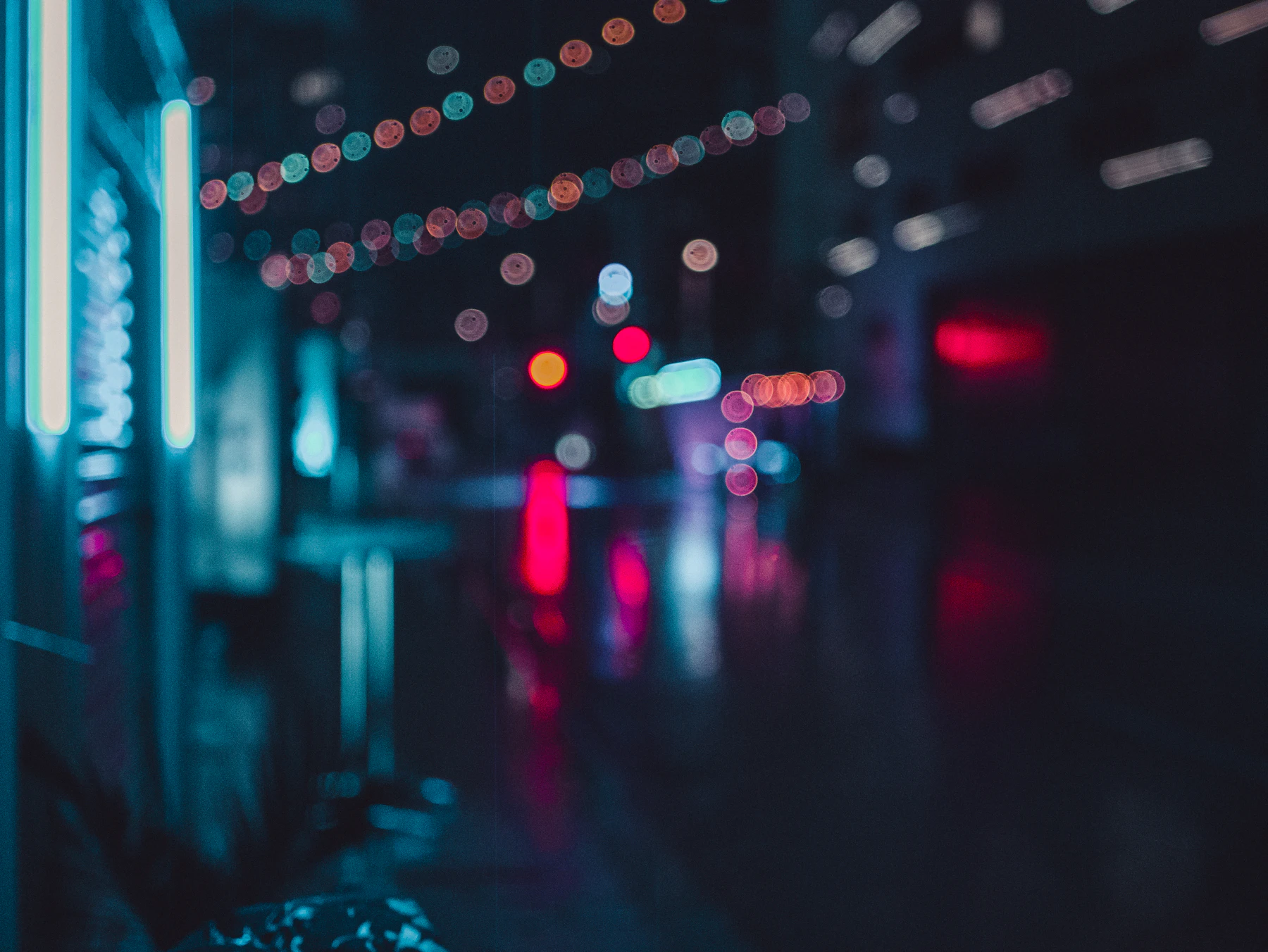 An Empty Canadian City Street Illuminated At Night