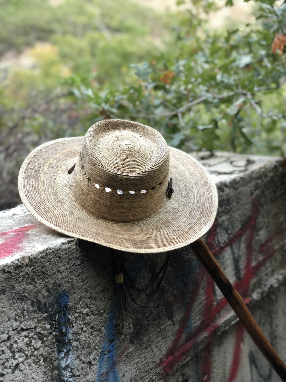 brown hat on wall