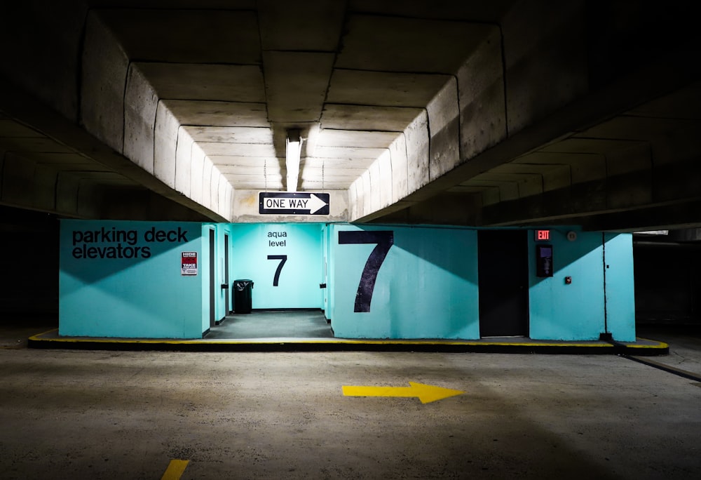 blue and brown concrete building