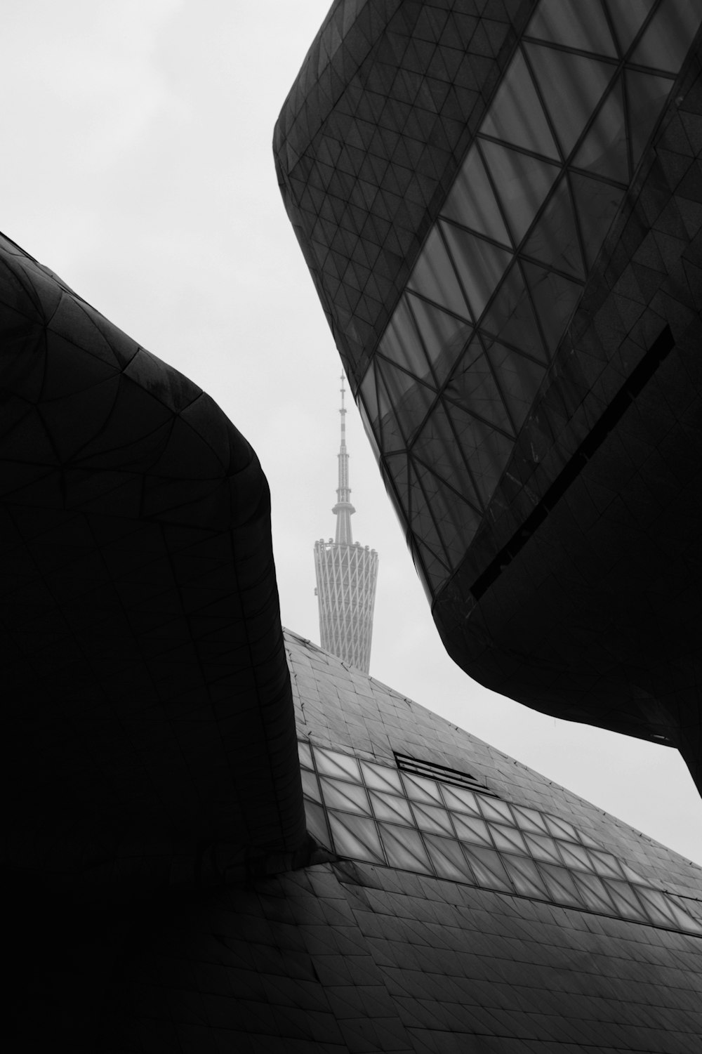 grayscale photo of buildings