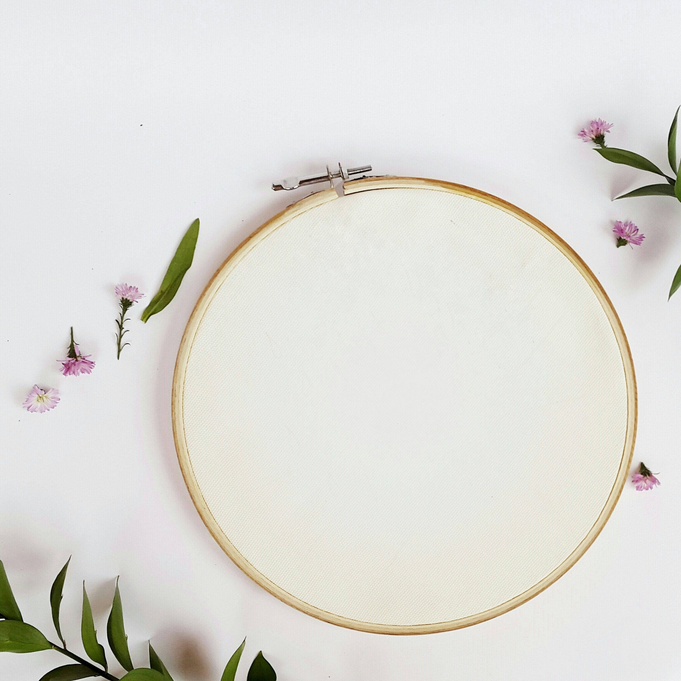 mock up of embroidery hoop. blank fabric