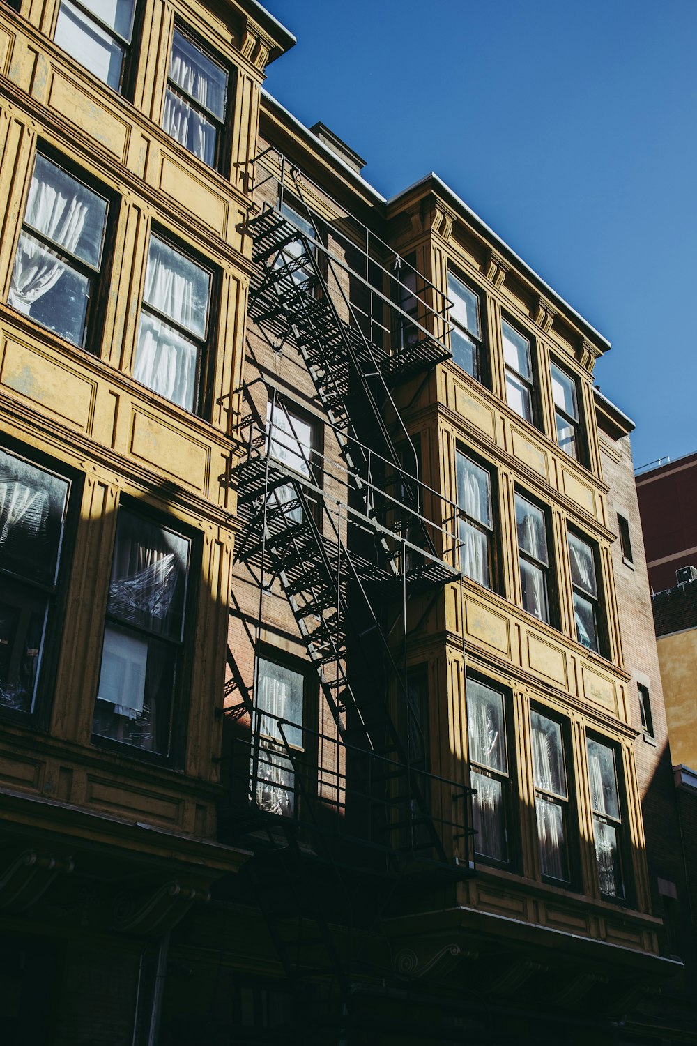 black metal fire exit ladder