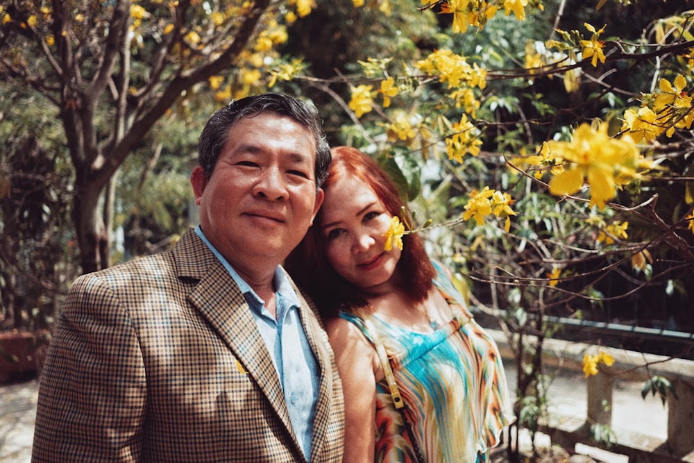 couple under flowering tree