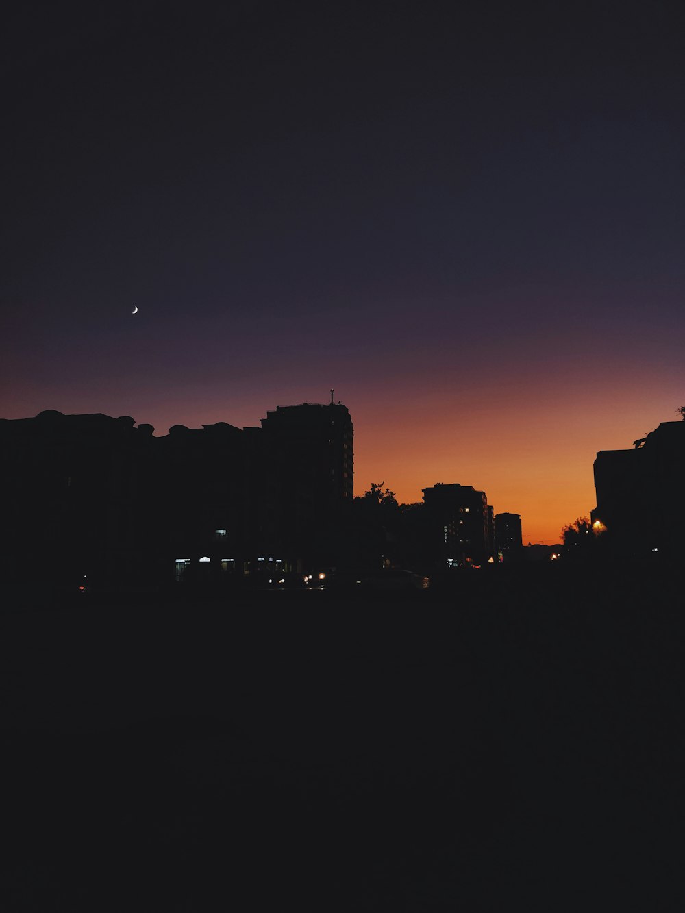 silhouette of high rise buildings