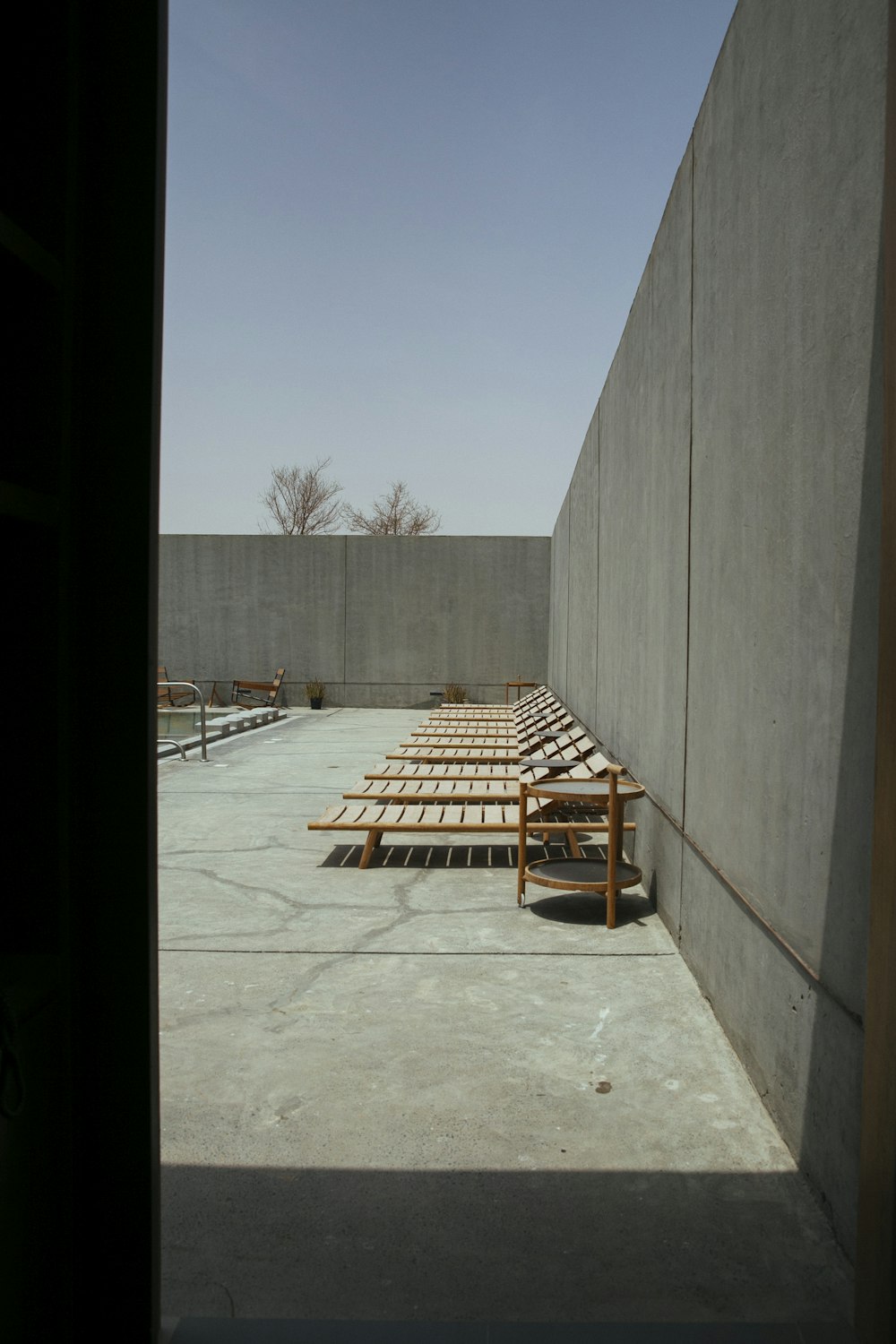 empty loungers during daytime