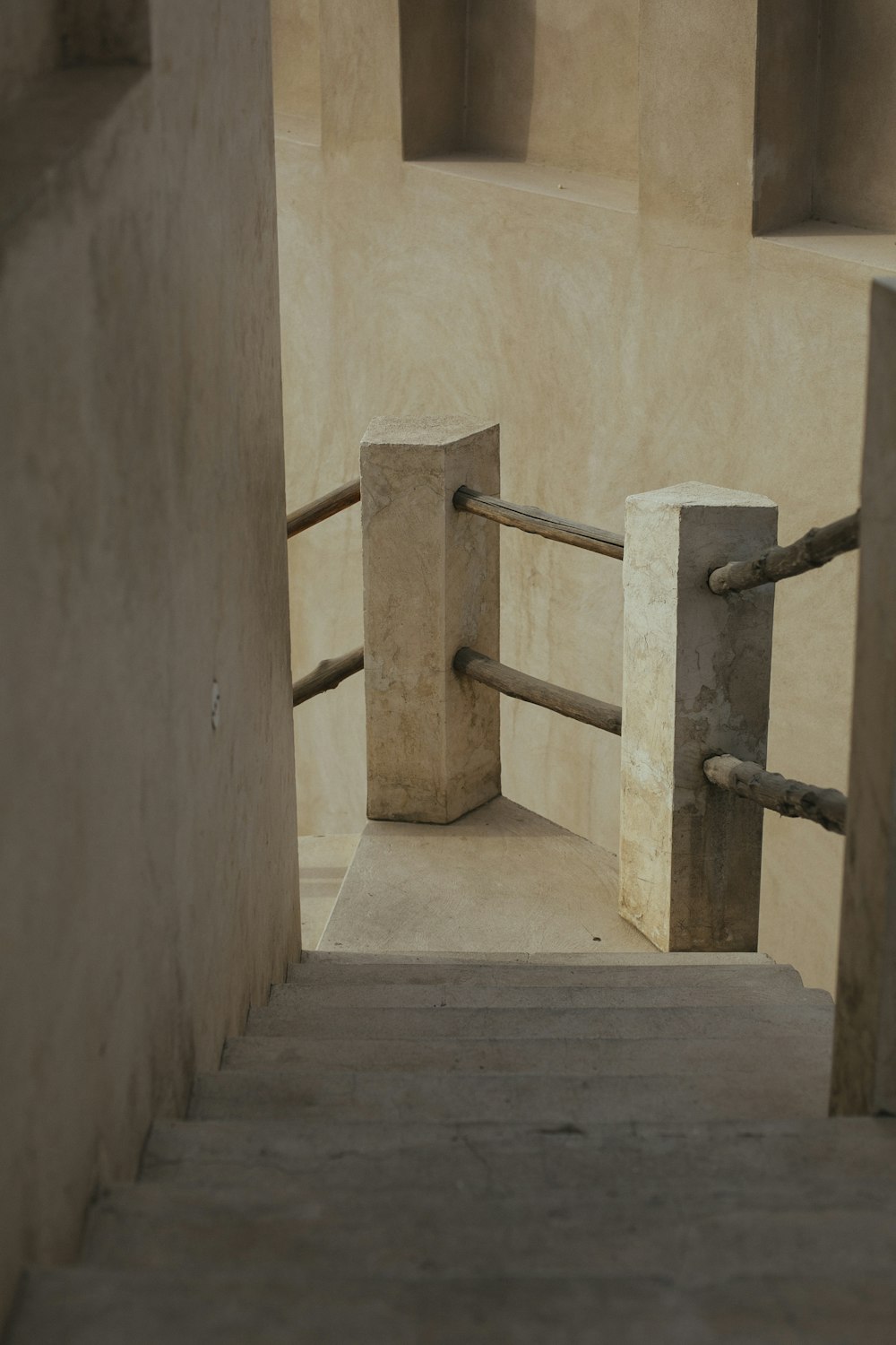 empty beige concrete stairs