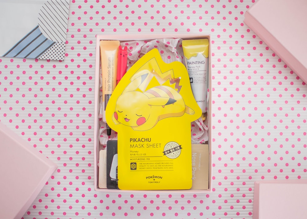 yellow Pikachu mask sheet pack in box