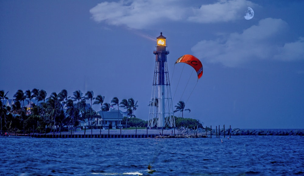 white and black lighthouse