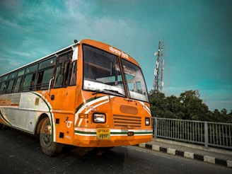 bus on road near railing