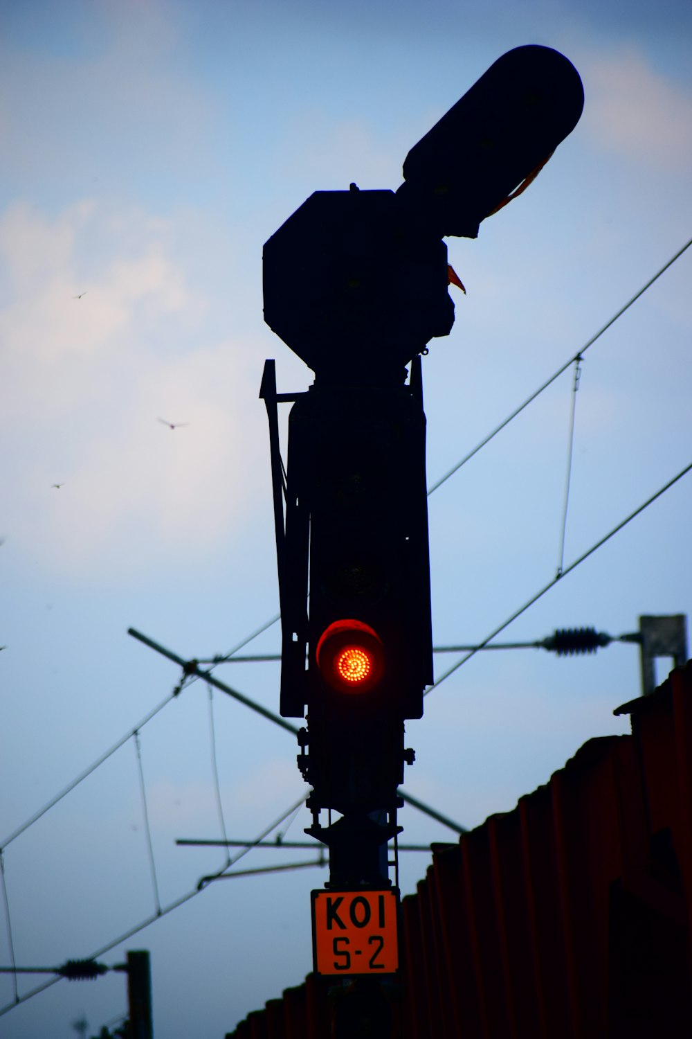 lighted traffic light at night