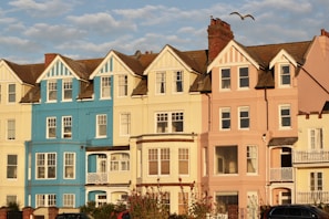 brown and blue concrete buildings