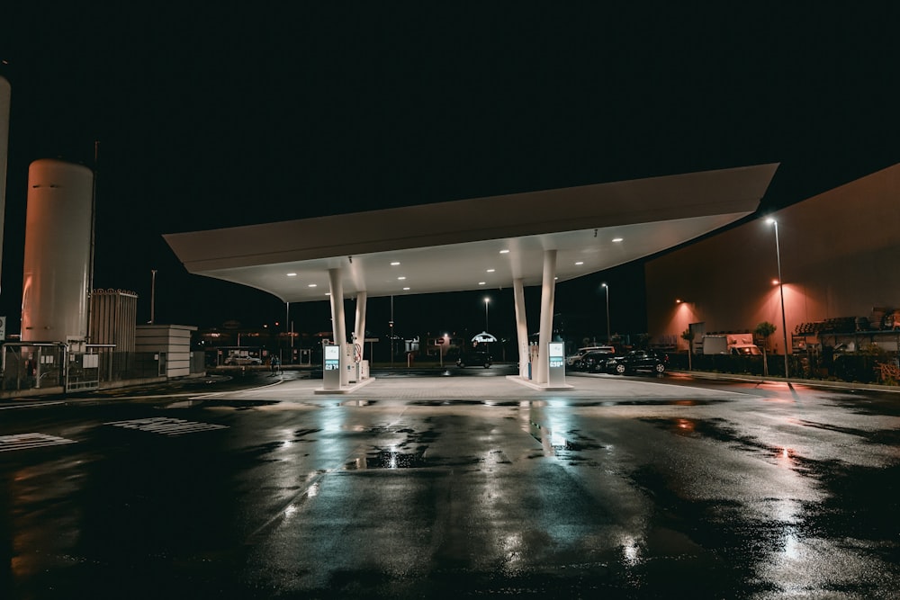 gas station during night